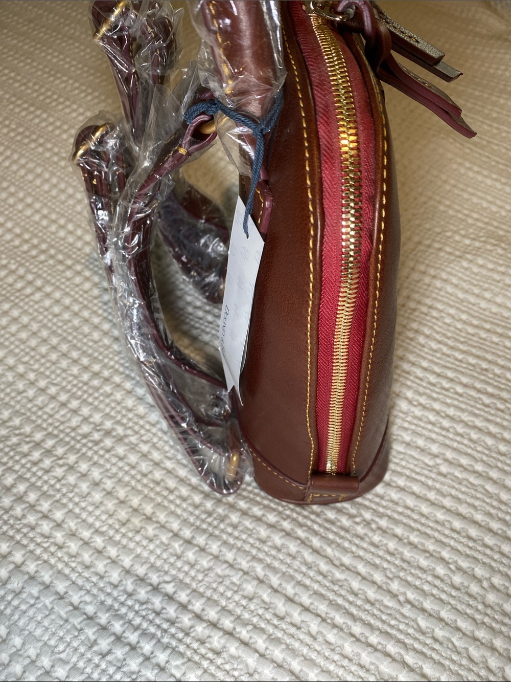 NWT Dooney & Bourke Chestnut Brown Leather small Zip Pod Backpack 🐻 - Picture 3 of 14